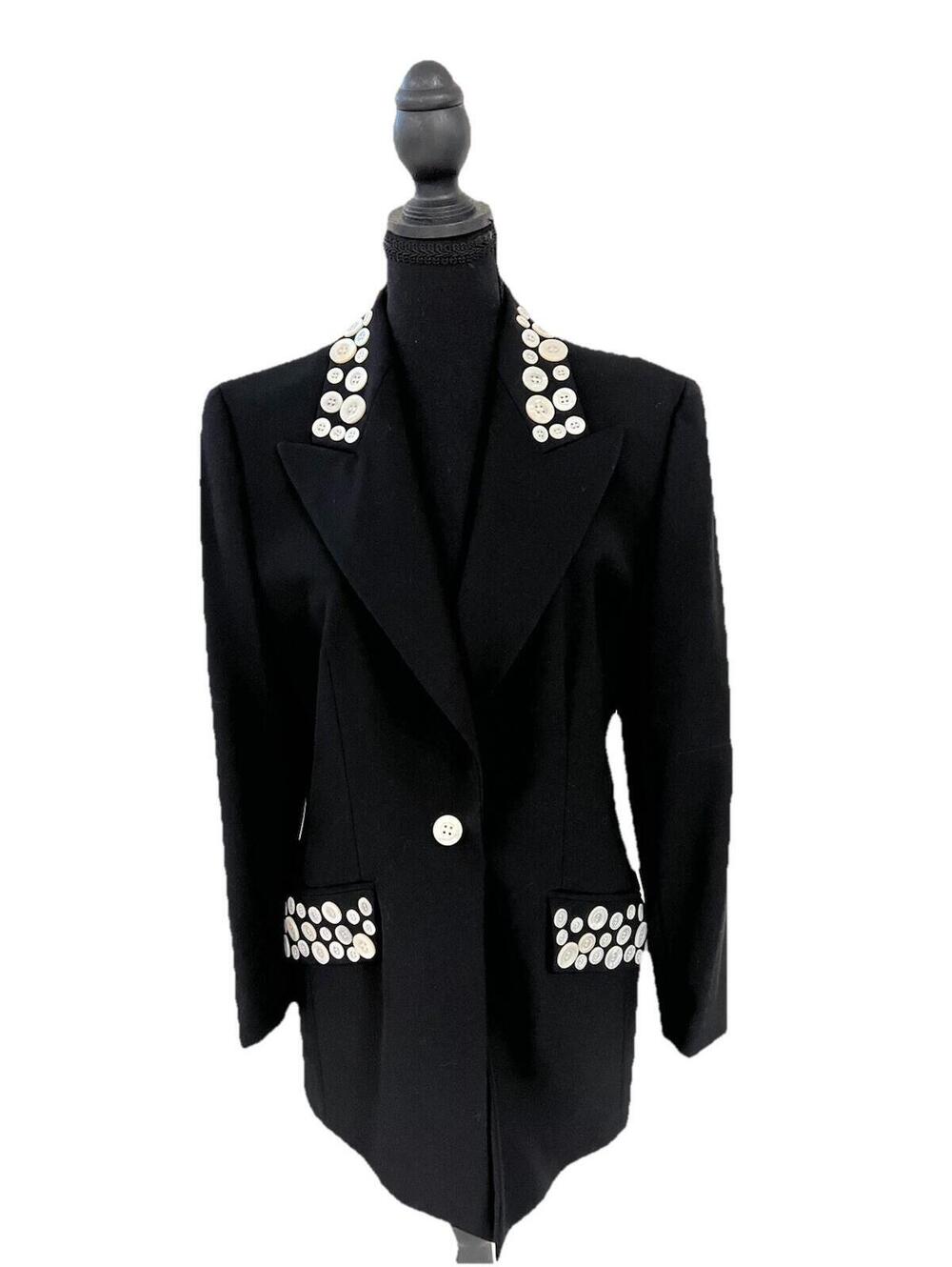 Vintage Escada Margaretha Ley Button Jacket 100% Wool Mother of Pearl Germany 38